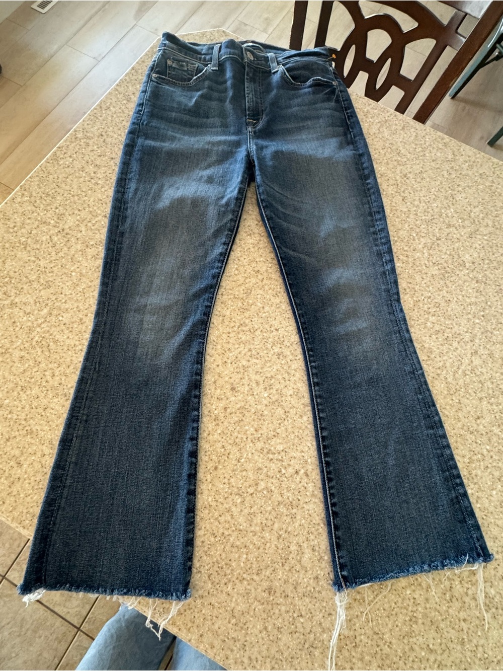 7 For All Mankind Frayed Flare Ankle Jeans - Size 27 - Like New!